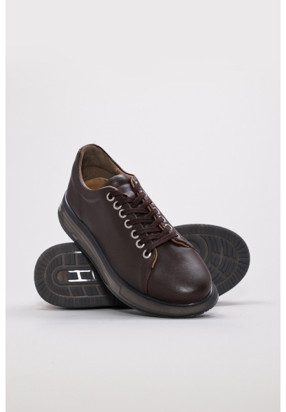 MirgeShoes Kahve Bağcıklı Erkek Casual Ayakkabı İçi Dışı Hakiki Deri MRG01284131241218