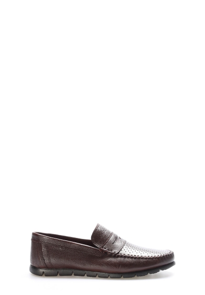 MirgeShoes Kahve Bağcıksız Erkek Loafer Ayakkabı İçi Dışı Hakiki Deri MRG0175813120122835