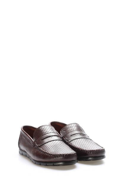 MirgeShoes Kahve Bağcıksız Erkek Loafer Ayakkabı İçi Dışı Hakiki Deri MRG0175813120122835