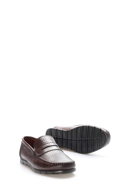 MirgeShoes Kahve Bağcıksız Erkek Loafer Ayakkabı İçi Dışı Hakiki Deri MRG0175813120122835