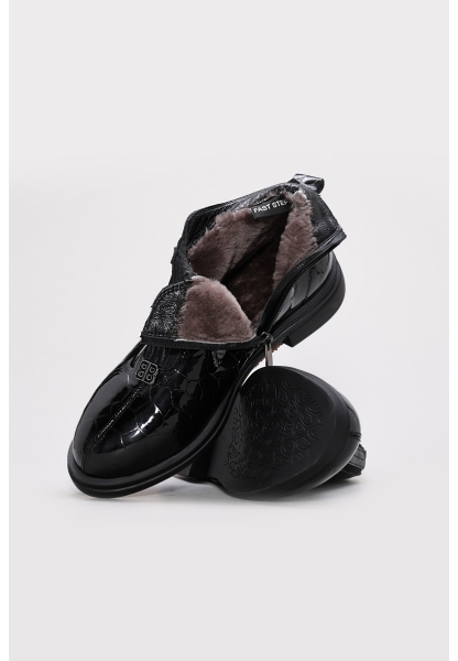 MirgeShoes Siyah Fermuarlı Kadın Bot İçi Kürklü Dışı Hakiki Kroko Deri MRG0136811261333