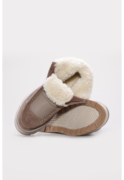 MirgeShoes Vizon Bağcıklı Kadın Bot Kalın Taban Hakiki Deri MRG01539192613369