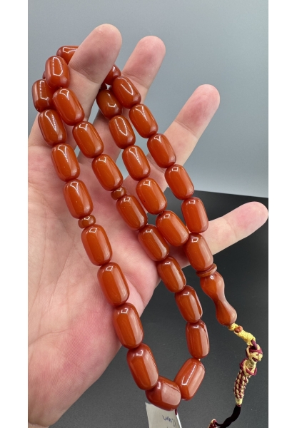 MirgeShoes Eski Döküm Buğulu Hamur Kayısı 74 Gr Sıkma Kehribar Tesbih AHTES2176