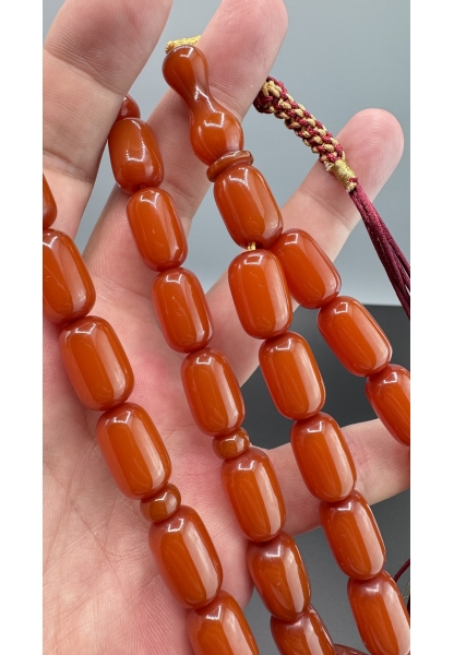 MirgeShoes Eski Döküm Buğulu Hamur Kayısı 74 Gr Sıkma Kehribar Tesbih AHTES2176