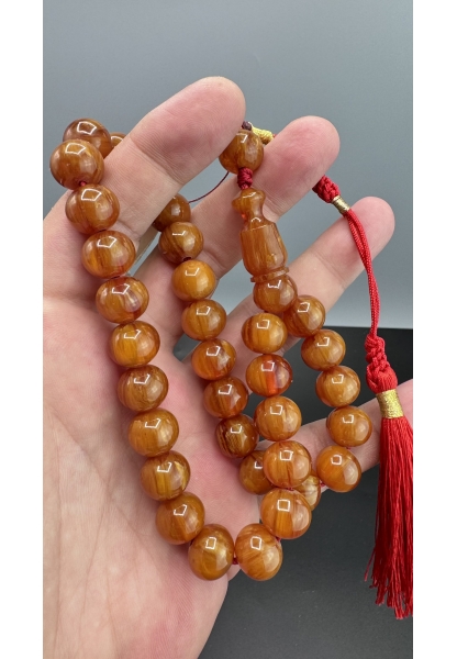 MirgeShoes Eski Döküm Helezon Hareli Bal 50 Gr Sıkma Kehribar Tesbih AHTES2102