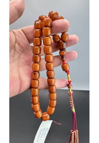 MirgeShoes Eski Döküm Helezon Hareli Kayısı 56 Gr Sıkma Kehribar Tesbih AHTES2169