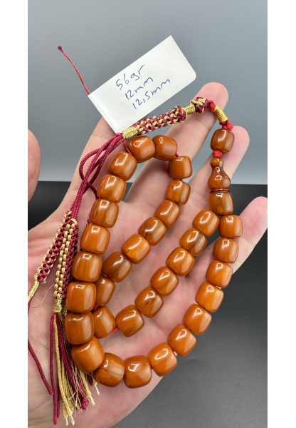 MirgeShoes Eski Döküm Helezon Hareli Kayısı 56 Gr Sıkma Kehribar Tesbih AHTES2169