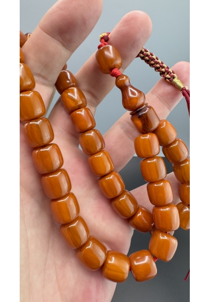 MirgeShoes Eski Döküm Helezon Hareli Kayısı 56 Gr Sıkma Kehribar Tesbih AHTES2169