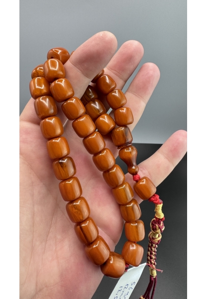 MirgeShoes Eski Döküm Helezon Hareli Kayısı 56 Gr Sıkma Kehribar Tesbih AHTES2169