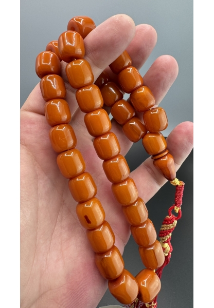 MirgeShoes Eski Döküm Helezon Hareli Kayısı 69 Gr Sıkma Kehribar Tesbih AHTES2175