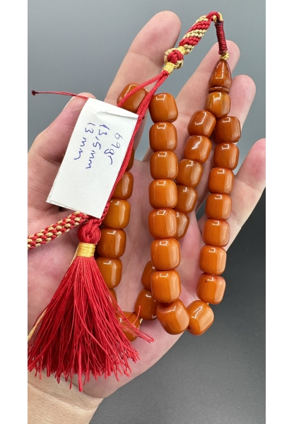 MirgeShoes Eski Döküm Helezon Hareli Kayısı 69 Gr Sıkma Kehribar Tesbih AHTES2175