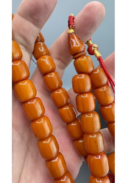 MirgeShoes Eski Döküm Helezon Hareli Kayısı 69 Gr Sıkma Kehribar Tesbih AHTES2175