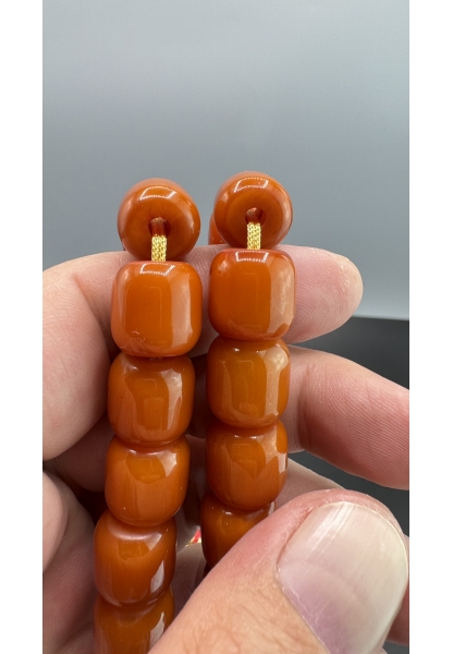 MirgeShoes Eski Döküm Helezon Hareli Kayısı 69 Gr Sıkma Kehribar Tesbih AHTES2175