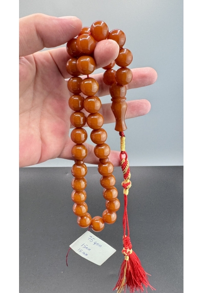 MirgeShoes Eski Döküm Helezon Hareli Kayısı 75 Gr Sıkma Kehribar Tesbih AHTES2168