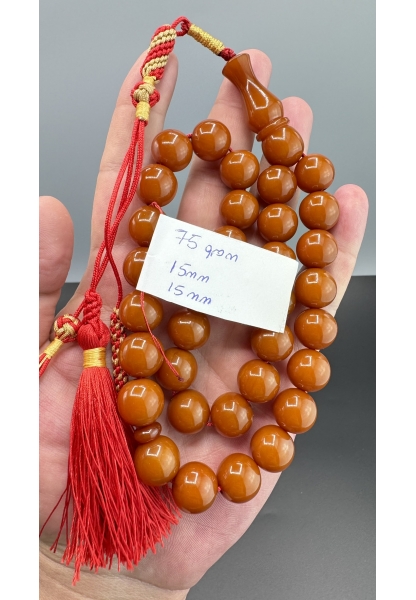 MirgeShoes Eski Döküm Helezon Hareli Kayısı 75 Gr Sıkma Kehribar Tesbih AHTES2168