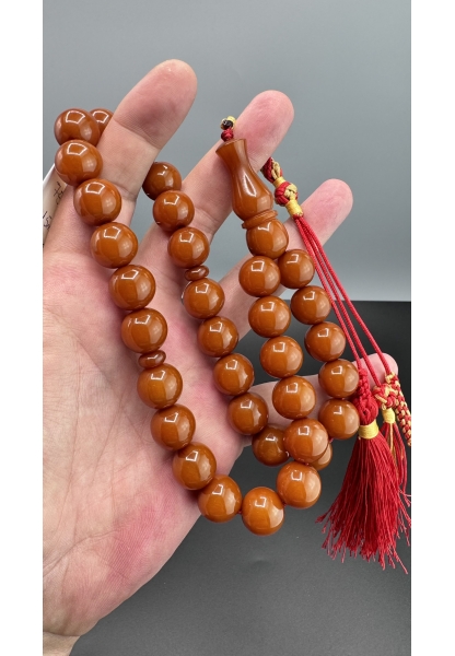 MirgeShoes Eski Döküm Helezon Hareli Kayısı 75 Gr Sıkma Kehribar Tesbih AHTES2168