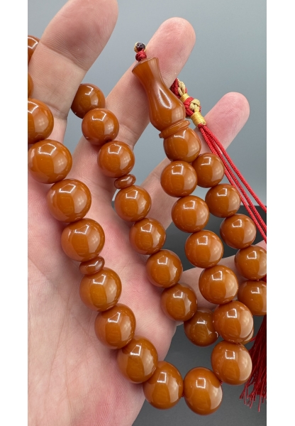 MirgeShoes Eski Döküm Helezon Hareli Kayısı 75 Gr Sıkma Kehribar Tesbih AHTES2168