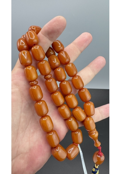 MirgeShoes Eski Döküm Helezon Hareli Kayısı 80 Gr Sıkma Kehribar Tesbih AHTES2120