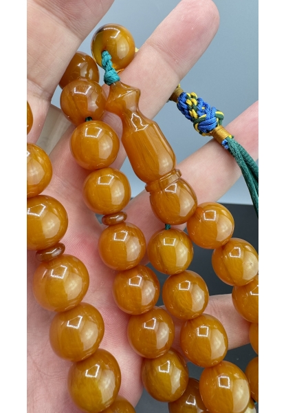 MirgeShoes Eski Döküm Helezon Hareli Kayısı 82 Gr Sıkma Kehribar Tesbih AHTES2108