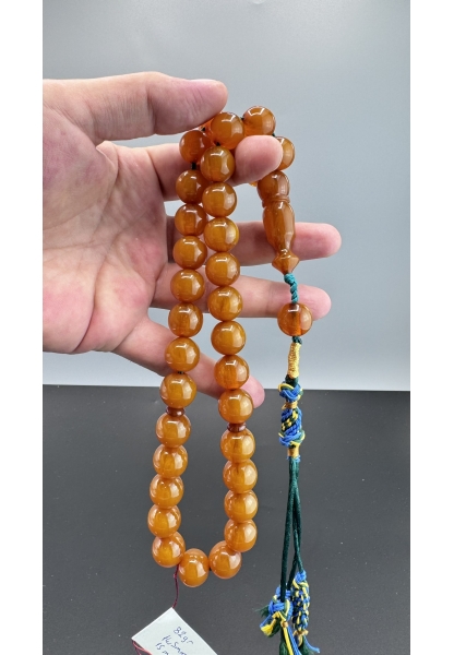 MirgeShoes Eski Döküm Helezon Hareli Kayısı 82 Gr Sıkma Kehribar Tesbih AHTES2108