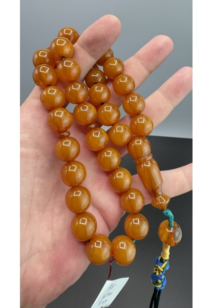 MirgeShoes Eski Döküm Helezon Hareli Kayısı 82 Gr Sıkma Kehribar Tesbih AHTES2108