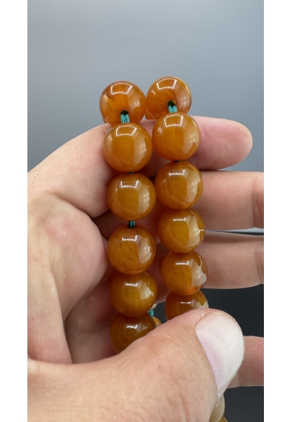 MirgeShoes Eski Döküm Helezon Hareli Kayısı 82 Gr Sıkma Kehribar Tesbih AHTES2108