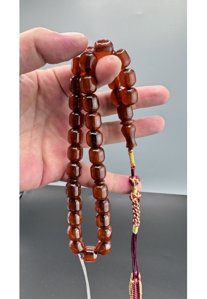 MirgeShoes Eski Döküm Helezon Hareli Mişmiş 58 Gr Sıkma Kehribar Tesbih AHTES2170