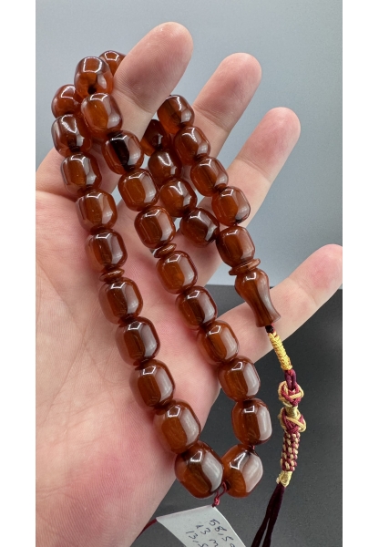 MirgeShoes Eski Döküm Helezon Hareli Mişmiş 58 Gr Sıkma Kehribar Tesbih AHTES2170