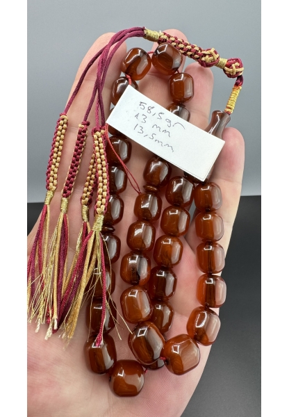 MirgeShoes Eski Döküm Helezon Hareli Mişmiş 58 Gr Sıkma Kehribar Tesbih AHTES2170