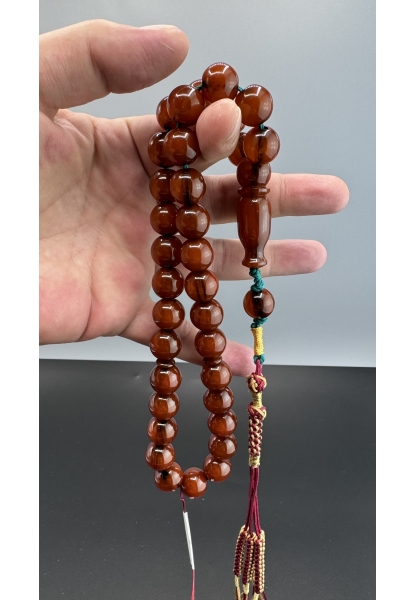 MirgeShoes Eski Döküm Helezon Hareli Mişmiş 68 Gr Sıkma Kehribar Tesbih AHTES2172