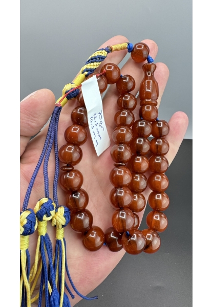 MirgeShoes Eski Döküm Helezon Hareli Mİşmiş 70 Gr Sıkma Kehribar Tesbih AHTES2117