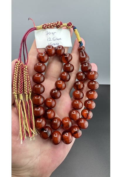 MirgeShoes Eski Döküm Helezon Hareli Mişmiş 70 Gr Sıkma Kehribar Tesbih AHTES2166