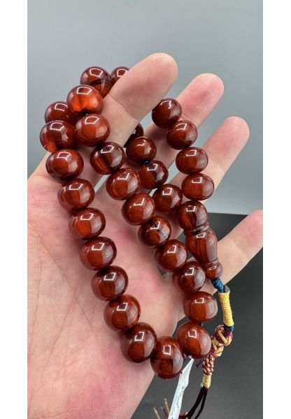 MirgeShoes Eski Döküm Helezon Hareli Mişmiş 70 Gr Sıkma Kehribar Tesbih AHTES2166