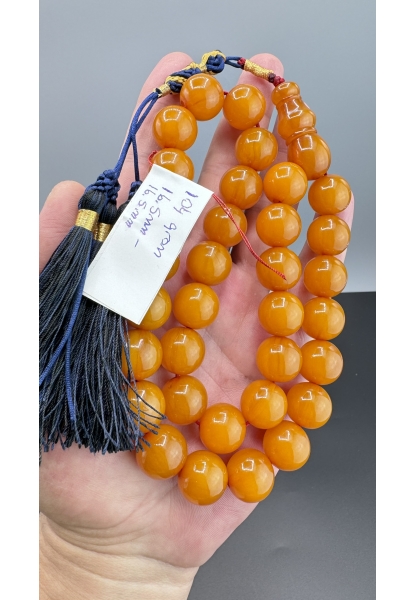 MirgeShoes Eski Döküm Helezon Hareli Sarı 104 Gr Sıkma Kehribar Tesbih AHTES2126