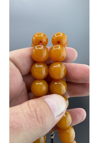 MirgeShoes Eski Döküm Helezon Hareli Sarı 104 Gr Sıkma Kehribar Tesbih AHTES2126