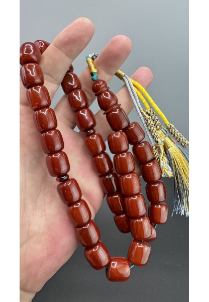 MirgeShoes Eski Döküm Helezon Hareli Vişne 100 Gr Sıkma Kehribar Tesbih AHTES2118