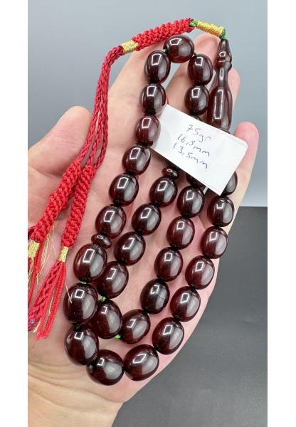 MirgeShoes Eski Döküm Helezon Hareli Vişne 75 Gr Sıkma Kehribar Tesbih AHTES2119