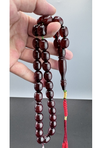 MirgeShoes Eski Döküm Helezon Hareli Vişne 75 Gr Sıkma Kehribar Tesbih AHTES2119