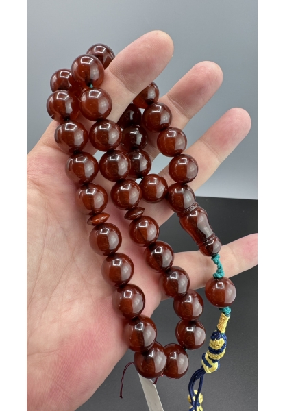 MirgeShoes Eski Döküm Helezon Hareli Vişne 79 Gr Sıkma Kehribar Tesbih AHTES2123