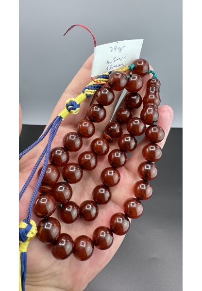 MirgeShoes Eski Döküm Helezon Hareli Vişne 79 Gr Sıkma Kehribar Tesbih AHTES2123