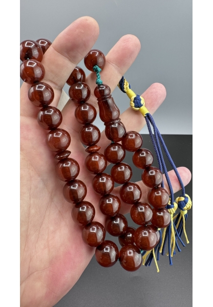 MirgeShoes Eski Döküm Helezon Hareli Vişne 79 Gr Sıkma Kehribar Tesbih AHTES2123