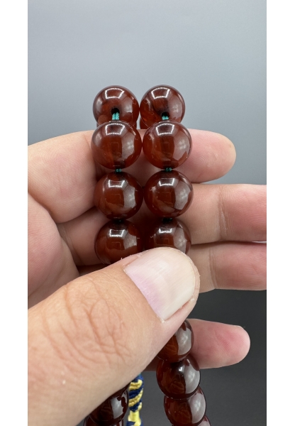 MirgeShoes Eski Döküm Helezon Hareli Vişne 79 Gr Sıkma Kehribar Tesbih AHTES2123