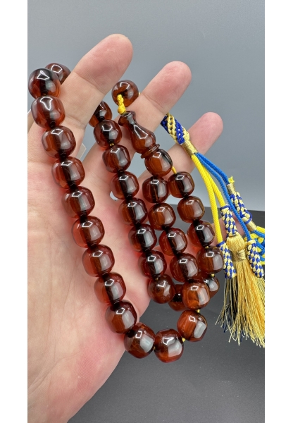 MirgeShoes Eski Döküm Helezon Hareli Vişne 83 Gr Sıkma Kehribar Tesbih AHTES2113