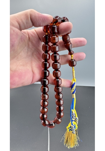 MirgeShoes Eski Döküm Helezon Hareli Vişne 83 Gr Sıkma Kehribar Tesbih AHTES2113