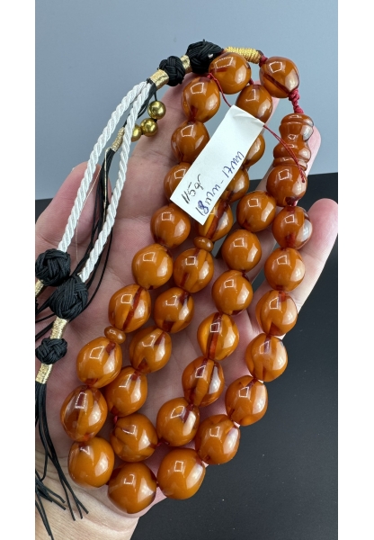 MirgeShoes Eski Döküm Rüzgar Gülü Hareli Kayısı 115 Gr Sıkma Kehribar Tesbih AHTES2137