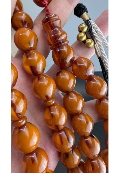 MirgeShoes Eski Döküm Rüzgar Gülü Hareli Kayısı 115 Gr Sıkma Kehribar Tesbih AHTES2137