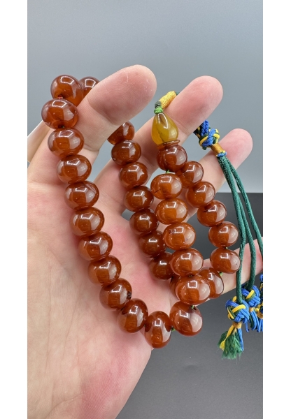 MirgeShoes Eski Döküm Rüzgar Gülü Hareli Kayısı 65 Gr Sıkma Kehribar Tesbih AHTES2155