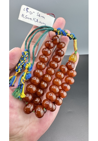 MirgeShoes Eski Döküm Rüzgar Gülü Hareli Kayısı 65 Gr Sıkma Kehribar Tesbih AHTES2155