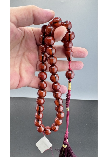 MirgeShoes Eski Döküm Rüzgar Gülü Hareli Miş Miş 69 Gr Sıkma Kehribar Tesbih AHTES2105