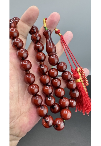 MirgeShoes Eski Döküm Rüzgar Gülü Hareli Mişmiş 102 Gr Sıkma Kehribar Tesbih AHTES2150